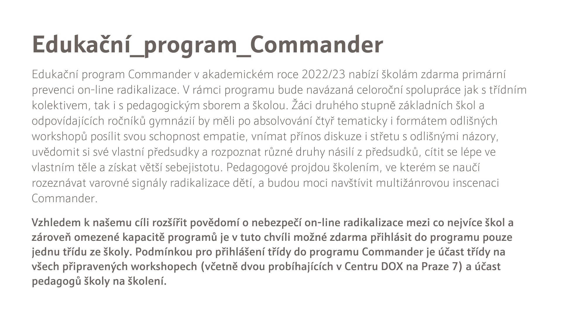 Commander edukační program 2